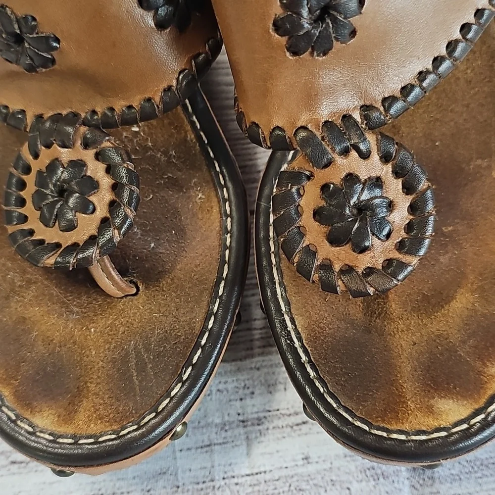 Jack Rogers 7/7.5 Tan Leather Platform Sandals